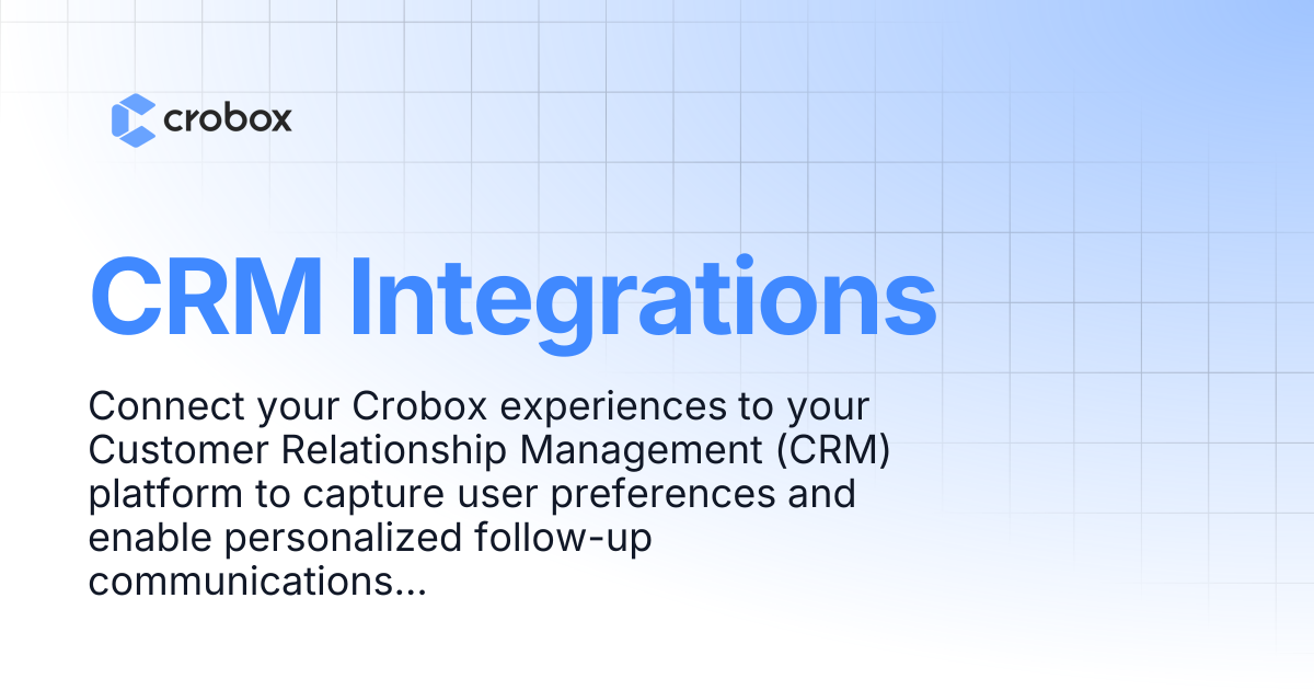 CRM Webhook Integrations | Crobox Documentation